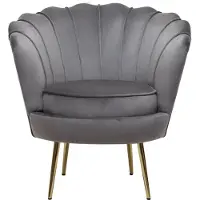 HABITAT ET JARDIN Fauteuil en velours "Floria" - 75 x 68 x 77.5 cm - Gris
