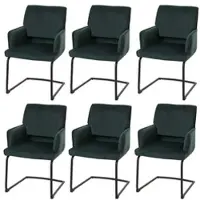 Mendler Lot de 6 chaises cantilever HWC-N60, chaise de salle à manger, chaise de cuisine, tissu/textile Öko-Tex MVG vert