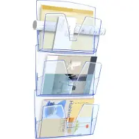 Cep Porte-brochures mural ICE lot de 3, DIN A4, 1 compartiment, bleu glacier (24 x 32 cm)