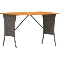 vidaXL Table de jardin avec plateau en acacia gris 105x75x72cm Poly rotin
