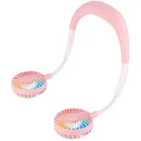 Generique Mini ventilateur de cou Portable, Rechargeable, réglable à 3 vitesses, avec lumière LED, pour le sport, les voyages en plein air, pour enfants