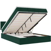 vidaXL Ottoman-lit avec matelas & LEDs vert foncé 140x190 cm velours