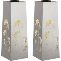 vidaXL Lampada solaire LED pour chemin, lot de 2, lumière blanche chaude, 18 x 18 x 50 cm
