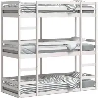vidaXL Lit superposé triple blanc 90x200 cm pin massif