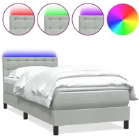 vidaXL Lit boxspring avec matelas & LED gris clair 80x210 cm velours