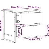 vidaXL Table de chevet Chêne Fumé 50 x 39,5 x 50 cm Bois d'ingénierie