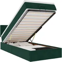 vidaXL Ottomane Lit avec matelas & LEDs Vert foncé 80x200 cm Velours