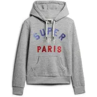 Superdry Glitter Graphic Logo Hoodie Gris M Femme