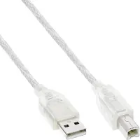 InLine 34550T USB 2.0 Kabel, A an B, transparent, 10m