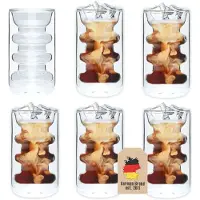 Intirilife 6x Verre Thermique À Double Paroi - Style Rainuré - Capacité 260ml - Soufflé À La Bouche, Isolé Pour Latte Macchiato, Comme Verre À Thé Ou À Café Avec Anse