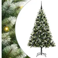 vidaXL Sapin de Noël artificiel à charnière avec neige en flocons