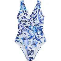 Next Maillot de bain bleu clair / bleu foncé / blanc