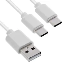 InLine Câble de charge USB 2en1 en Y, 1x USB-A mâle à 2x USB-C mâle, blanc, 2m