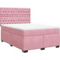 vidaXL Lit boxspring avec matelas rose 140x190 cm velours