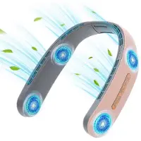 Yunong Ventilateur de cou portable, ventilateur portable puissant à 4 vitesses, ventilateur personnel rechargeable, ventilateur de collier sans pales avec 3 vitesses réglables
