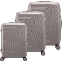Avizar , lot de 3 valises rigides texturées à motif Chevron avec serrure TSA, rose champagne