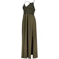 Superdry Lace Jersey Sleeveless Long Dress Vert M Femme