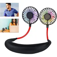 Generique Mini Ventilateur Cou Portable USB - Double Tête 3 Vitesses - Camping Plein Air