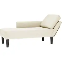 vidaXL Chaise longue avec coussin et accoudoir droit Crème Velours