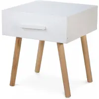 Homestyle4u Table De Nuit Tiroir Blanc En Pin