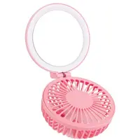 Generique Mini ventilateur portatif de miroir de maquillage de lumière de remplissage de LED Rechargeable par USB de porc de bande dessinée portatif Mini ventilateur portatif