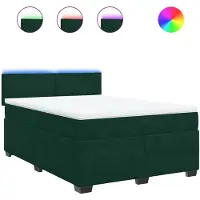 vidaXL Lit boxspring avec matelas vert foncé 140x200 cm velours