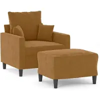 vidaXL Fauteuil avec pouf Marron 60 cm Velours