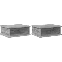 vidaXL Table de chevet 2 pcs Gris Sonoma 40 x 31 x 15 cm