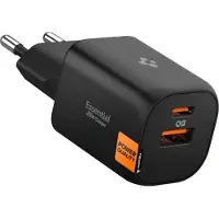 Spigen - Wall Charger Essential (EE352EU) - USB, Type-C, Fast Charging, Quantum Boost, 35W - Black (35 W, 2 ports), Chargeur USB, Noir