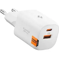 Spigen - Wall Charger Essential (EE352EU) - USB, Type-C, Fast Charging, Quantum Boost, 35W - White (35 W, 2 ports), Chargeur USB, Blanc