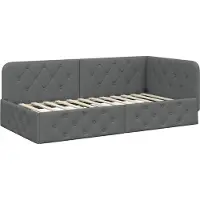 vidaXL Cadre de lit d'angle gris foncé 100 x 200 cm Tissu