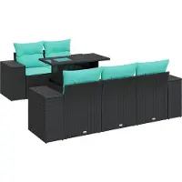 vidaXL Ensemble de salon de jardin 6 pièces avec coussins noir poly rotin