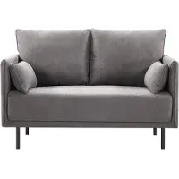 HABITAT ET JARDIN Canapé fixe tissu "Rudy" - 132 x 78 x 88 cm - 2 places - Gris foncé