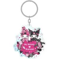 Sakami Merchandise Filles, Porte-clés, Sanrio Pink Black Party Series Acryl Schlüsselanhänger My Melody & Kuromi 7 cm, Noir, Pink, Multicolore