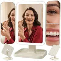 Soulima 26952 Miroir cosmétique LED, grossissement 3x, 600 mAh, blanc crème
