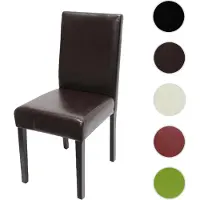 Mendler Chaise de salle à manger Littau, chaise de cuisine, simlicuir marron, pieds foncés