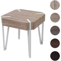 Mendler Table Basse De Salon Kos T574, Mvg 52x50x50cm Chêne, Pieds Métalliques Clairs