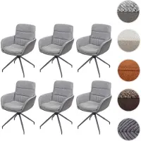 Mendler Lot de 6 chaises de salle à manger HWC-K32, chaise de cuisine, chaise pivotante Auto-Position, tissu/textile gris-gris foncé