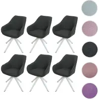 Mendler Lot de 6 chaises de salle à manger HWC-K27, chaise de cuisine avec accoudoirs, pivotante tissu/textile gris foncé