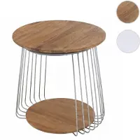 MCA Table basse HWC-P60, table d'appoint, table basse, table de salon, métal MDF ronde Ø 50 cm marron