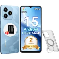 Blackview WAVE 9C Téléphone Portable 6.56" 12Go+64Go 13MP+8MP 5000mAh Android 15 Smartphone Dual SIM Face ID,3 Carts Slots - Bleu