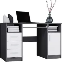 Delta Bureau PC avec tiroirs et armoire BELLUNO - anthracite / blanc