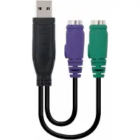 Nanocable 2xps/2-h To Usb Adaptateur 15 Cm Noir Noir One Size