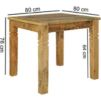 Wohnling Table de salle à manger RUSTICA 80 x 80 x 76 cm Mango massif