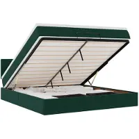 vidaXL Ottoman-lit avec matelas & LEDs vert foncé 180x200 cm velours