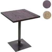 Mendler Table de bistrot HWC-H10, table de bar, table de comptoir, style industriel gastronomique, métal, bois massif d'orme MVG 70 x 70 cm brun foncé