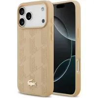 Lacoste iPhone 17 Pro Max Back-Cover hul - MagSafe - Monogramme Print With Gold Logo - Beige (Apple iPhone 17 Pro Max), Coque pour téléphone portable, Beige