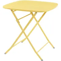Helloshop26 Table de jardin pliante - - 71 x 70 x 70 cm - Jaune - Acier laqué - Pliable