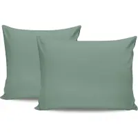 L'essentiel Maison , Tonne Mixte - Lola, lot de taies d'oreiller (2 pièces) (FR), 100 % COTON RANFORCÉ, vert, 60 x 60 cm