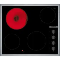 Bosch | Płyta | PKE645CA2E | Vitroceramic | Liczba palników/stref gotowania 4 | Pokrętła | Czarny